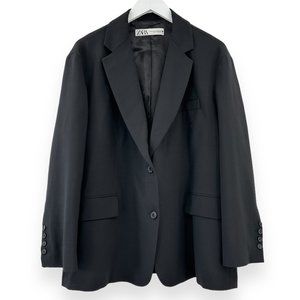 Zara Black Oversized Single Breasted Blazer sz M/L